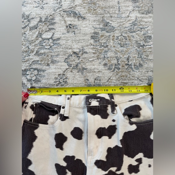 Abercrombie & Fitch High Rise 90's Relaxed Pants Cow Print Black/Brown and Cream - Picture 6 of 7